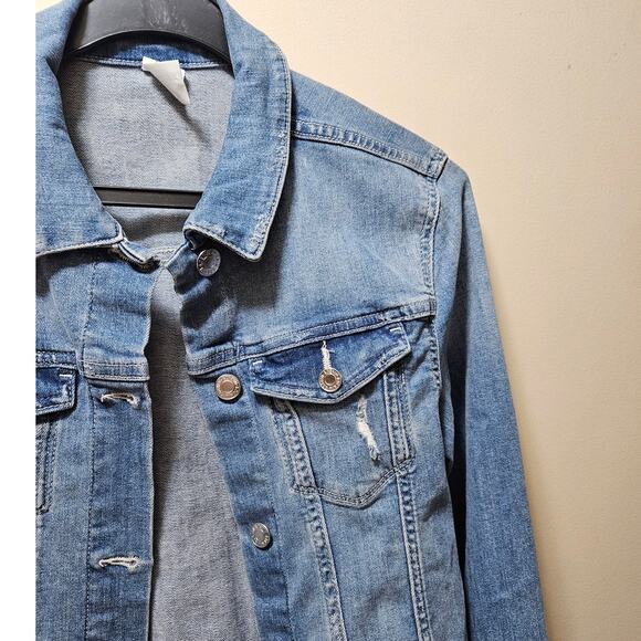 EUC! H&M & Denim Blue Jean Jacket w/ Light Distressing Size 170 / Girl 14+ - Picture 4 of 11
